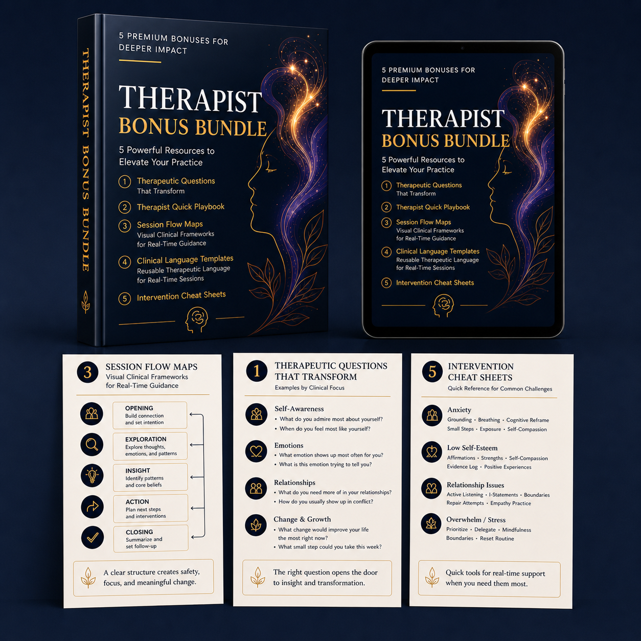 Five bonus digital PDFs stacked together with clinical blue accents